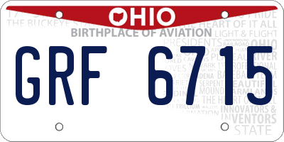 OH license plate GRF6715