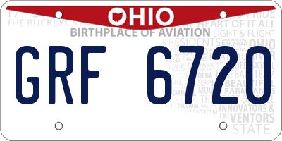 OH license plate GRF6720