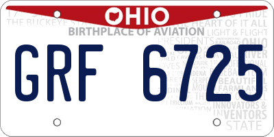 OH license plate GRF6725