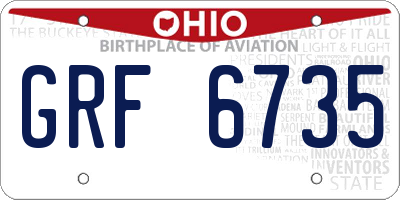 OH license plate GRF6735