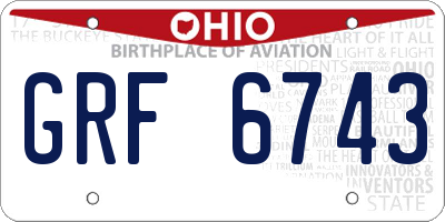 OH license plate GRF6743
