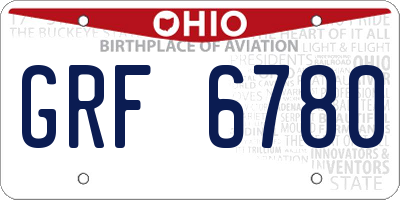 OH license plate GRF6780