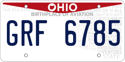 OH license plate GRF6785