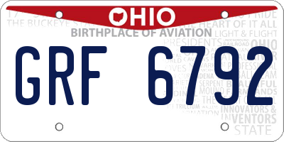 OH license plate GRF6792
