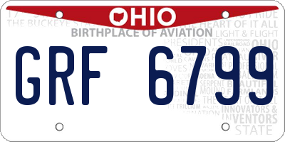 OH license plate GRF6799