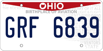 OH license plate GRF6839
