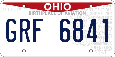 OH license plate GRF6841