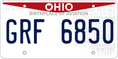 OH license plate GRF6850