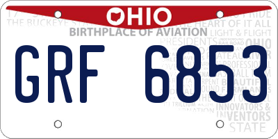 OH license plate GRF6853