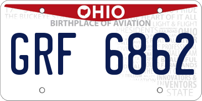 OH license plate GRF6862
