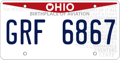 OH license plate GRF6867