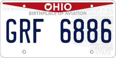 OH license plate GRF6886