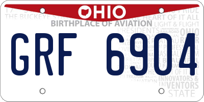 OH license plate GRF6904