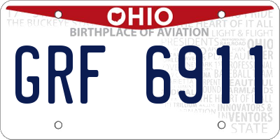 OH license plate GRF6911