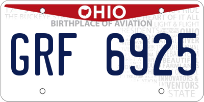 OH license plate GRF6925