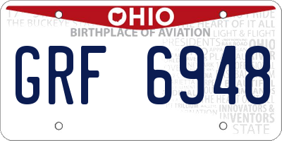 OH license plate GRF6948