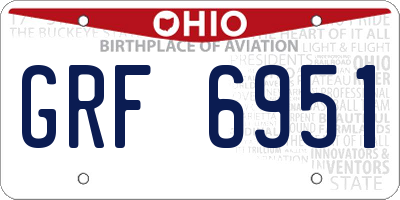 OH license plate GRF6951