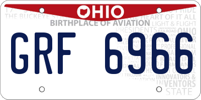 OH license plate GRF6966