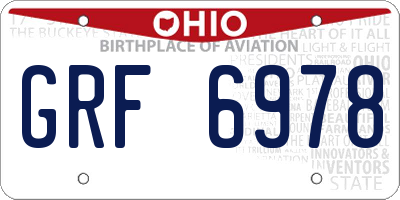 OH license plate GRF6978