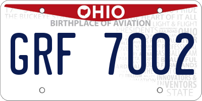 OH license plate GRF7002