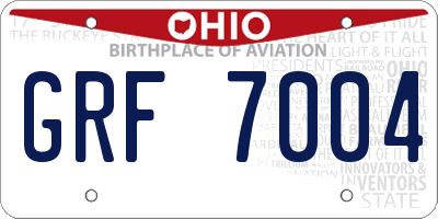 OH license plate GRF7004