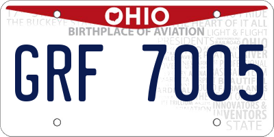 OH license plate GRF7005