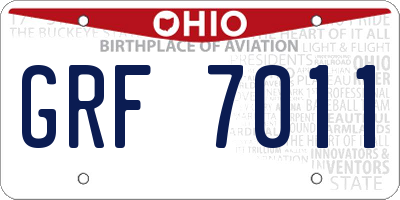 OH license plate GRF7011
