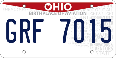 OH license plate GRF7015