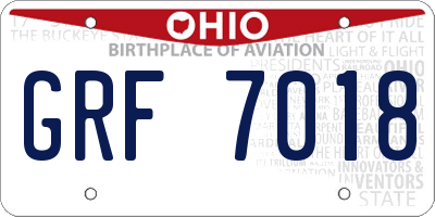 OH license plate GRF7018