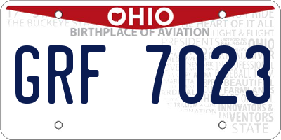 OH license plate GRF7023