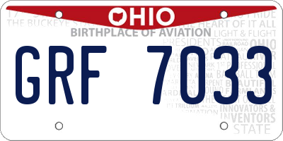 OH license plate GRF7033