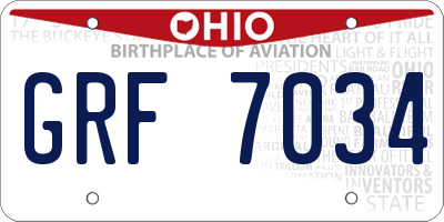 OH license plate GRF7034