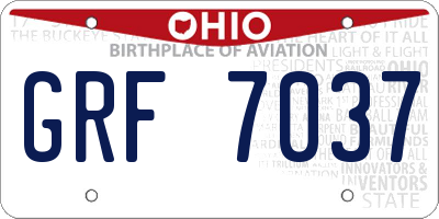 OH license plate GRF7037