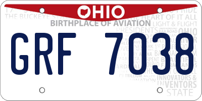 OH license plate GRF7038