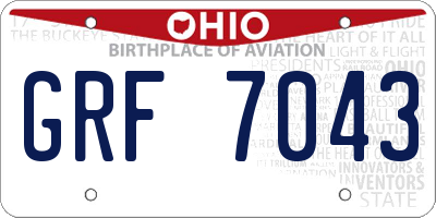 OH license plate GRF7043