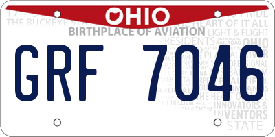 OH license plate GRF7046