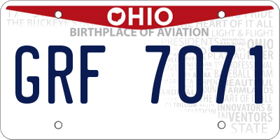 OH license plate GRF7071