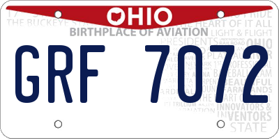 OH license plate GRF7072