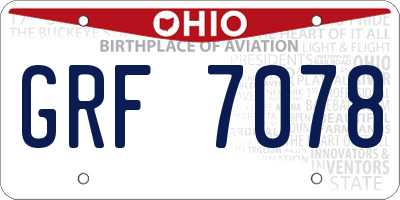 OH license plate GRF7078