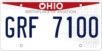 OH license plate GRF7100