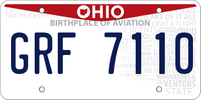 OH license plate GRF7110