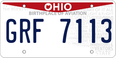 OH license plate GRF7113