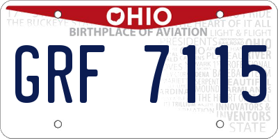 OH license plate GRF7115