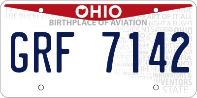 OH license plate GRF7142