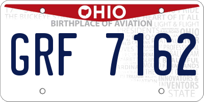 OH license plate GRF7162