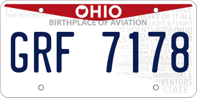 OH license plate GRF7178