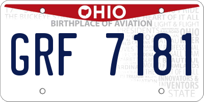 OH license plate GRF7181