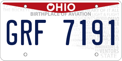 OH license plate GRF7191