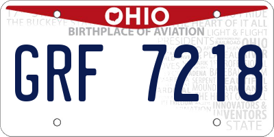 OH license plate GRF7218