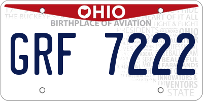 OH license plate GRF7222